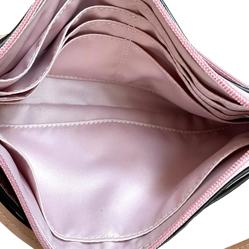 COACH F49883 OP Art Go-Go Pink Tulle Patent Leather Embossed Zip Wristlet Wallet